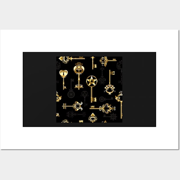 Seamless Pattern with Golden Keys Wall Art by Blackmoon9